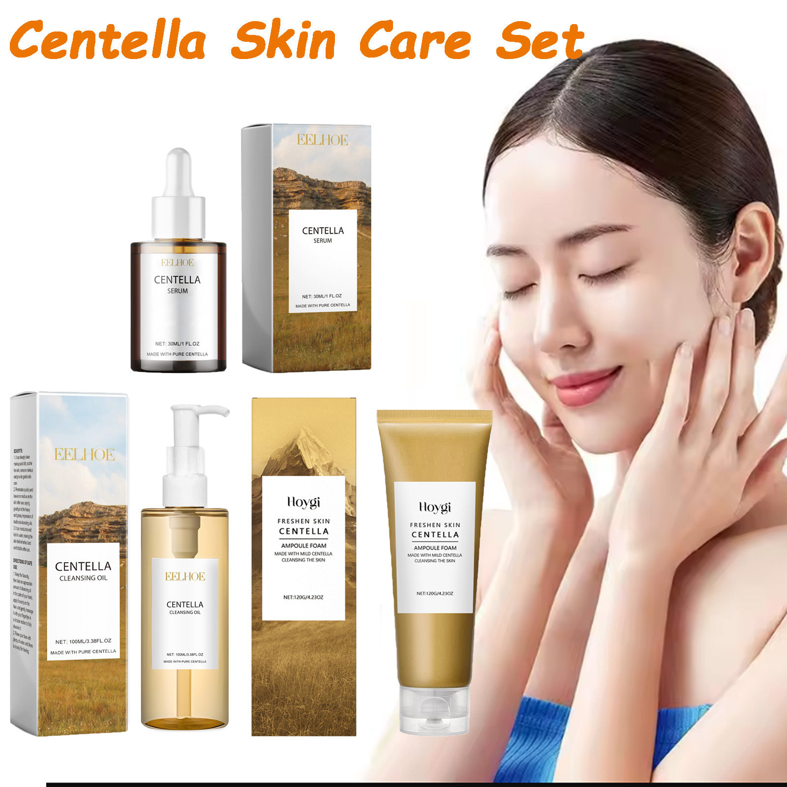 Centella Asiatica Toner - ツボクサスキンケアセット ツボクサセラム 洗顔料 クレンジングオイル フェイシャルケアセット 鎮静作用のある爽快な滑らかで輝くフェイスエッセンス