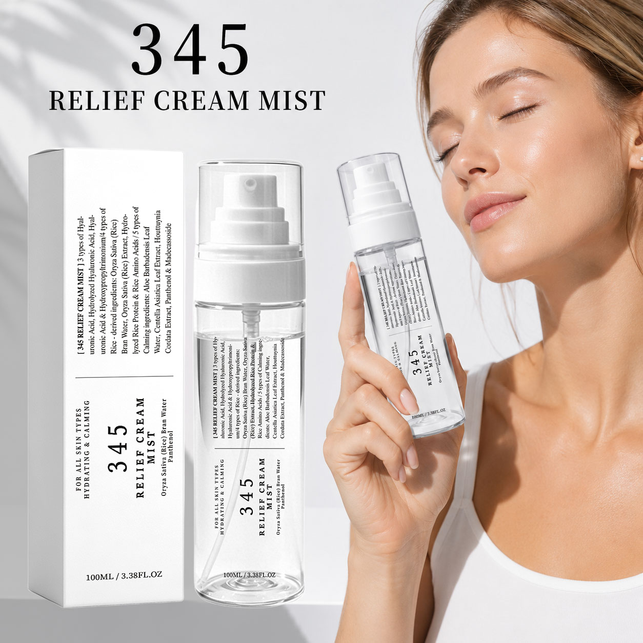Centella Asiatica Toner - 345 リリーフクリームミスト 韓国スキンケア 瞬間保湿 肌の乾燥・不快感を和らげる 抗酸化作用