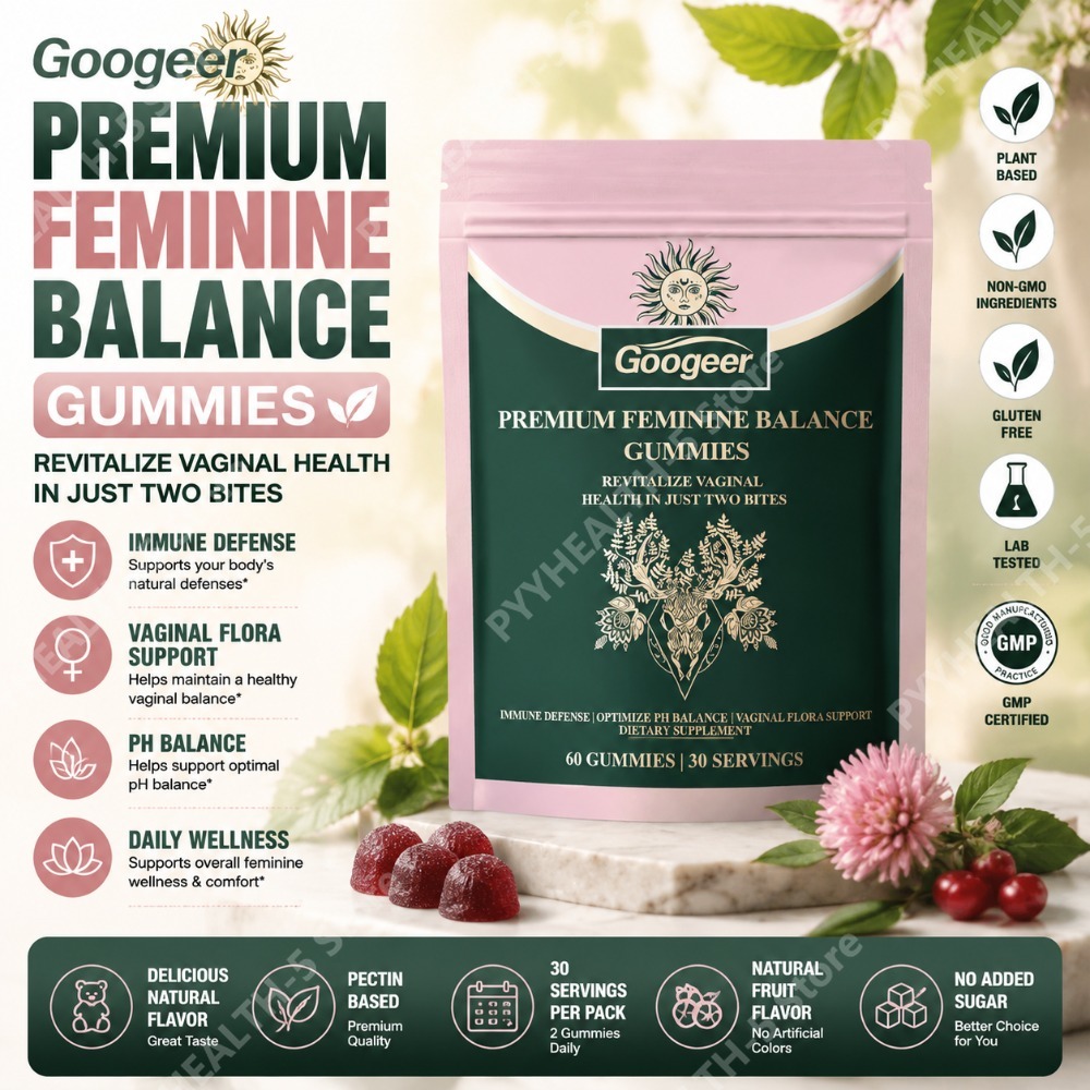 Vitamin C Powder - グーガー女性用バランスグミ、ビタミンC、パイナップルフルーツパウダー配合、毎日のサプリメント、60粒入り（30回分）、女性の健康に。