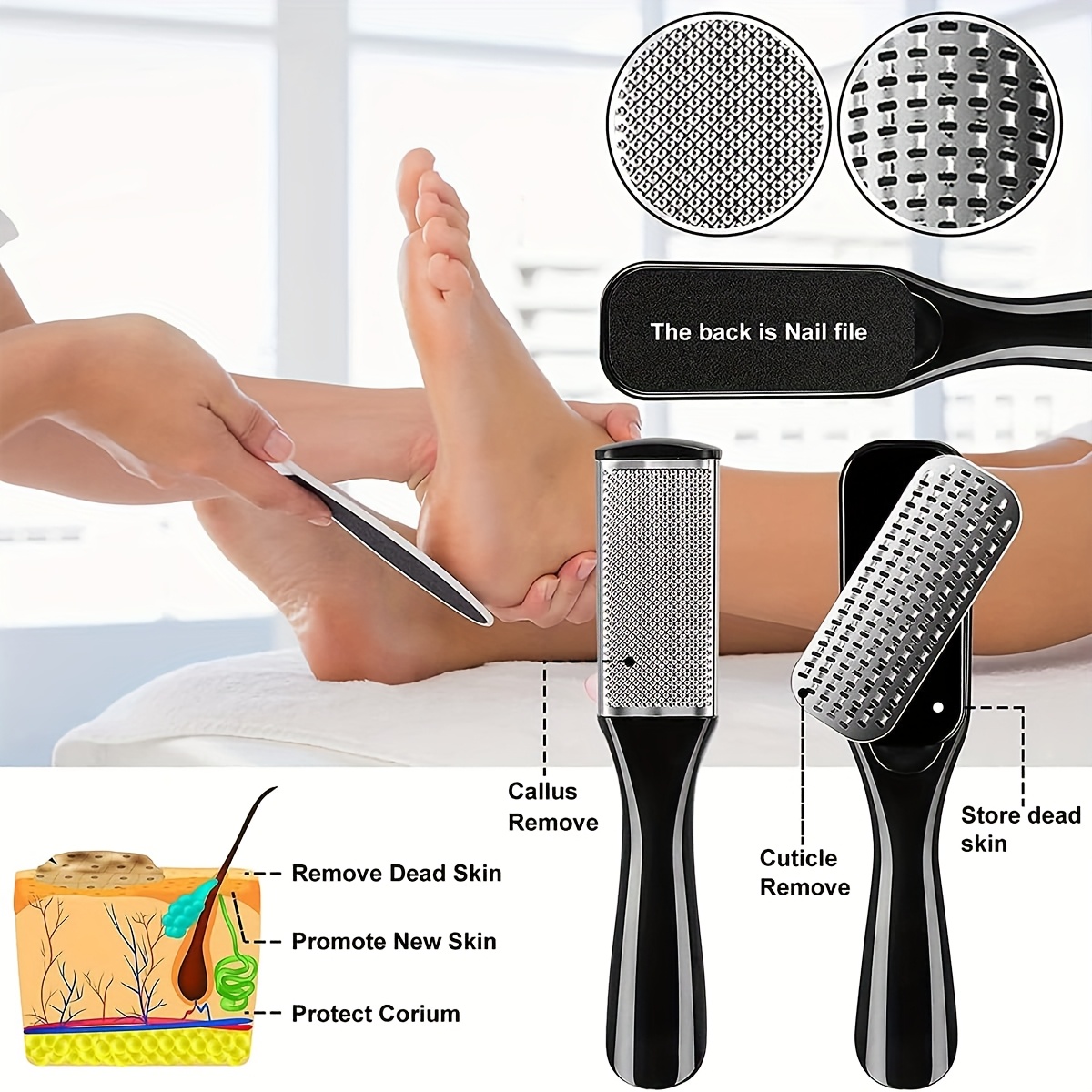 Skincare Ingredients Checker - ステンレス製ペディキュアツールセット フットケアキット 足用やすり 角質除去剤 死皮トリミング用品 家庭用パーソナルフットスパ