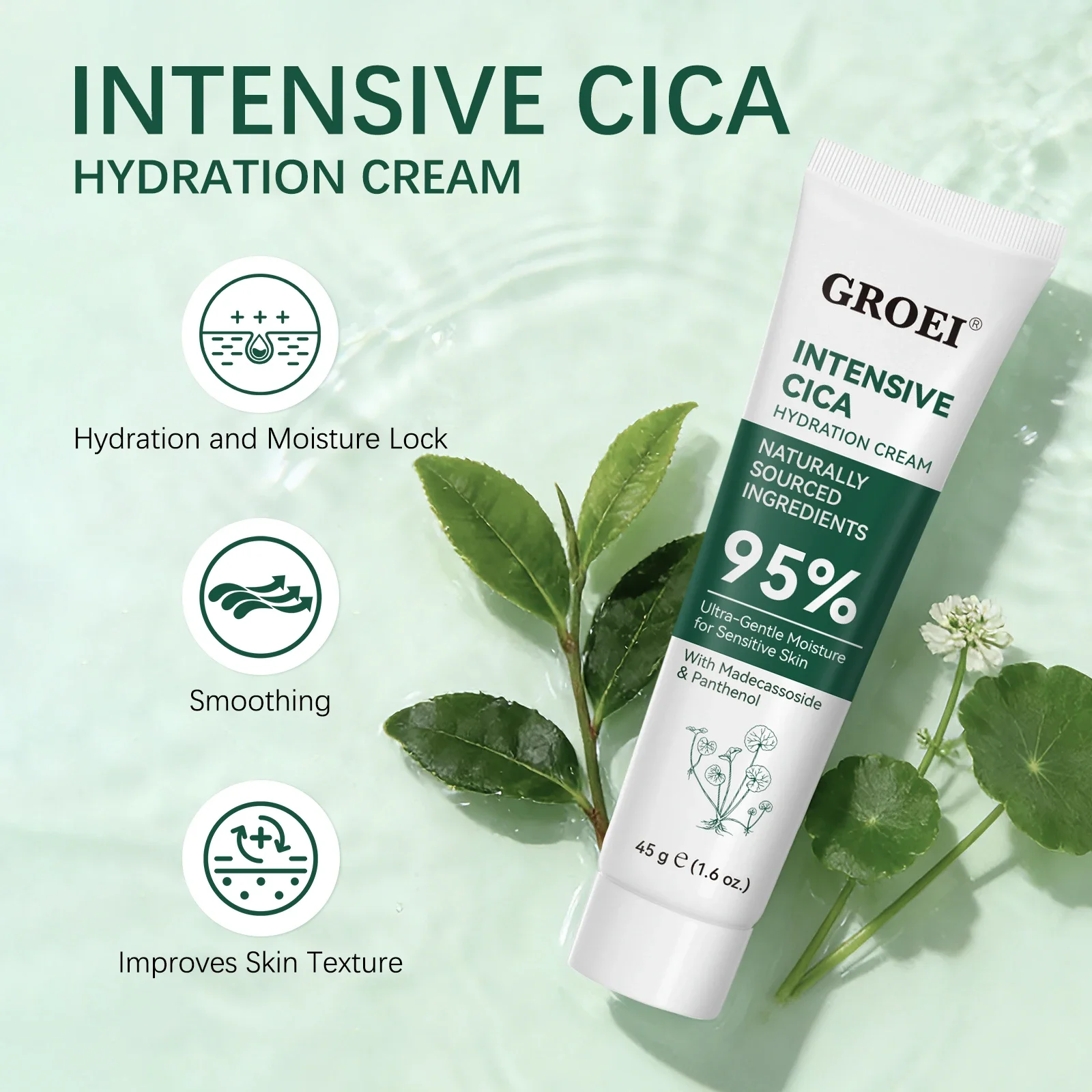 Skincare Glow - GROEI スノーグラス モイスチャライジングクリーム 45g 栄養フェイスローション 保湿スキンバリア修復