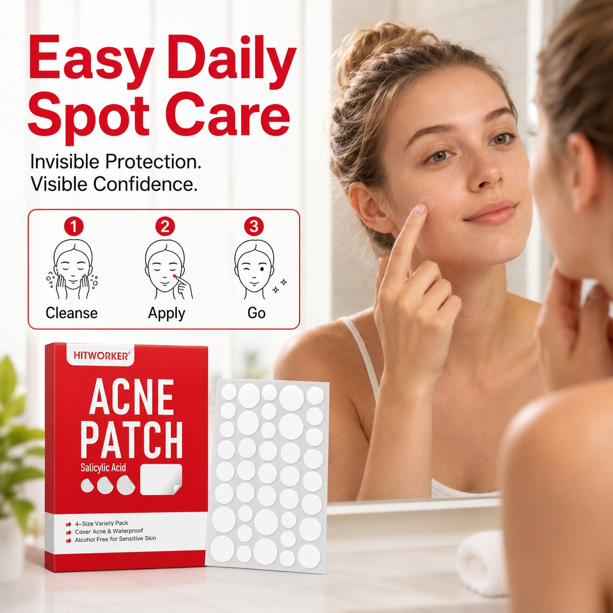 ハイドロコロイドニキビパッチ、510枚入り、4サイズ – 高 - Hydrocolloid Acne Patch のレビューと価格