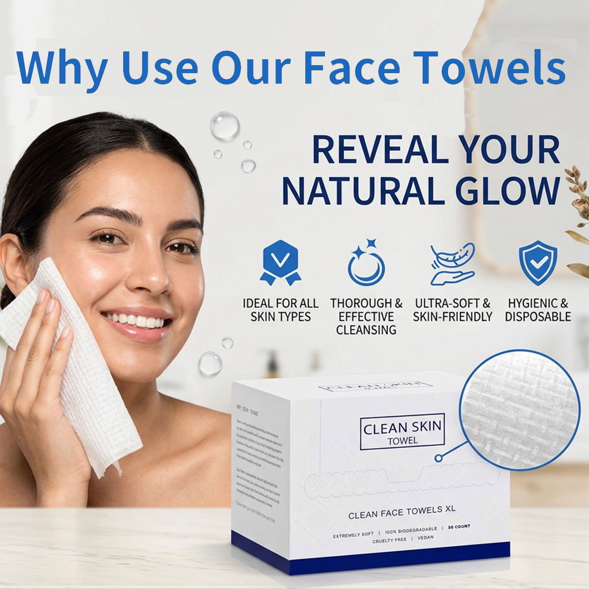 50枚入り/箱 使い捨てフェイスタオル フェイシャルクレンジ - Xl Skincare のレビューと価格