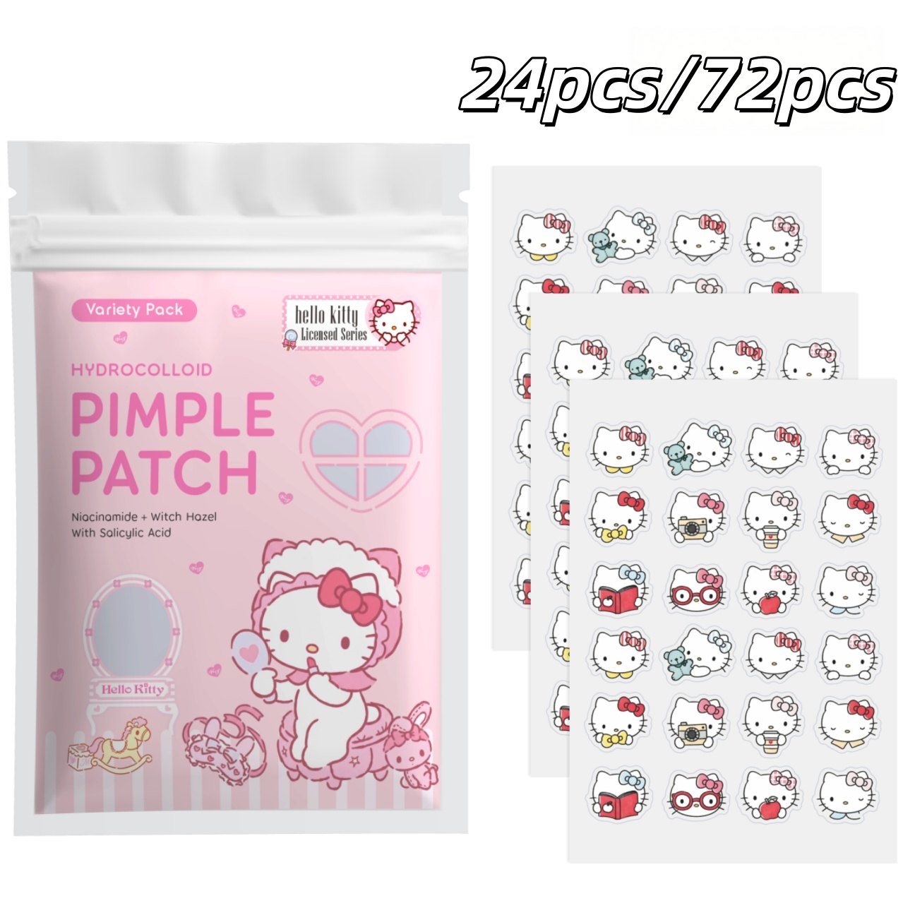 24/72枚入り ハローキティ ハイドロコロイドニキビパッチ - Hydrocolloid Acne Patch のレビューと価格